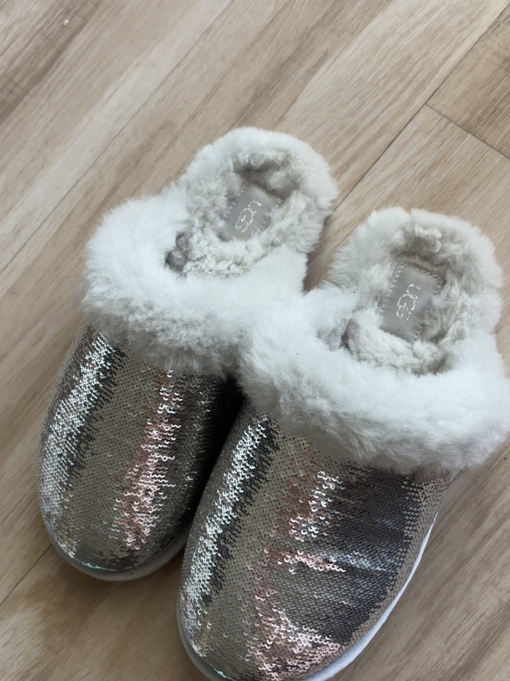 UGG Metallic Sequin Clog Slippers - Silver & Gray
